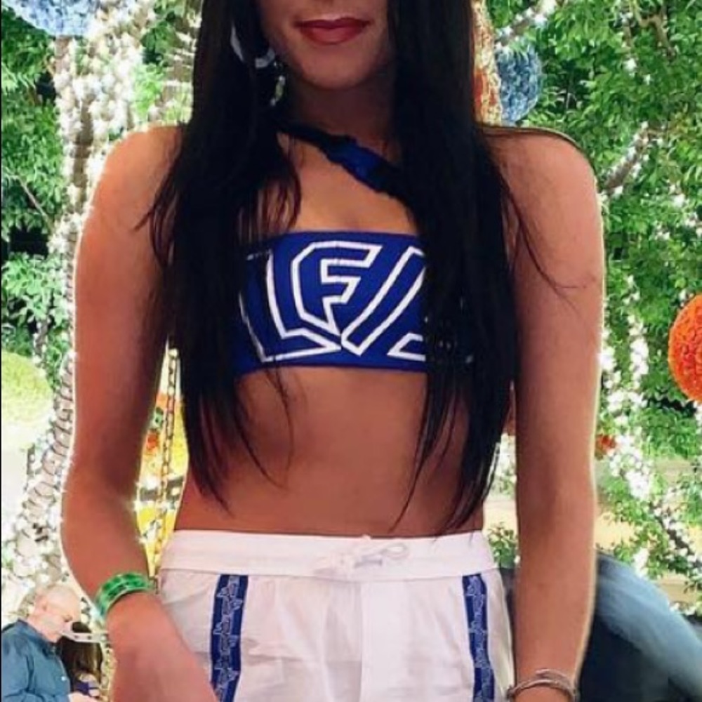 crop top/bandeau with front buckle detail